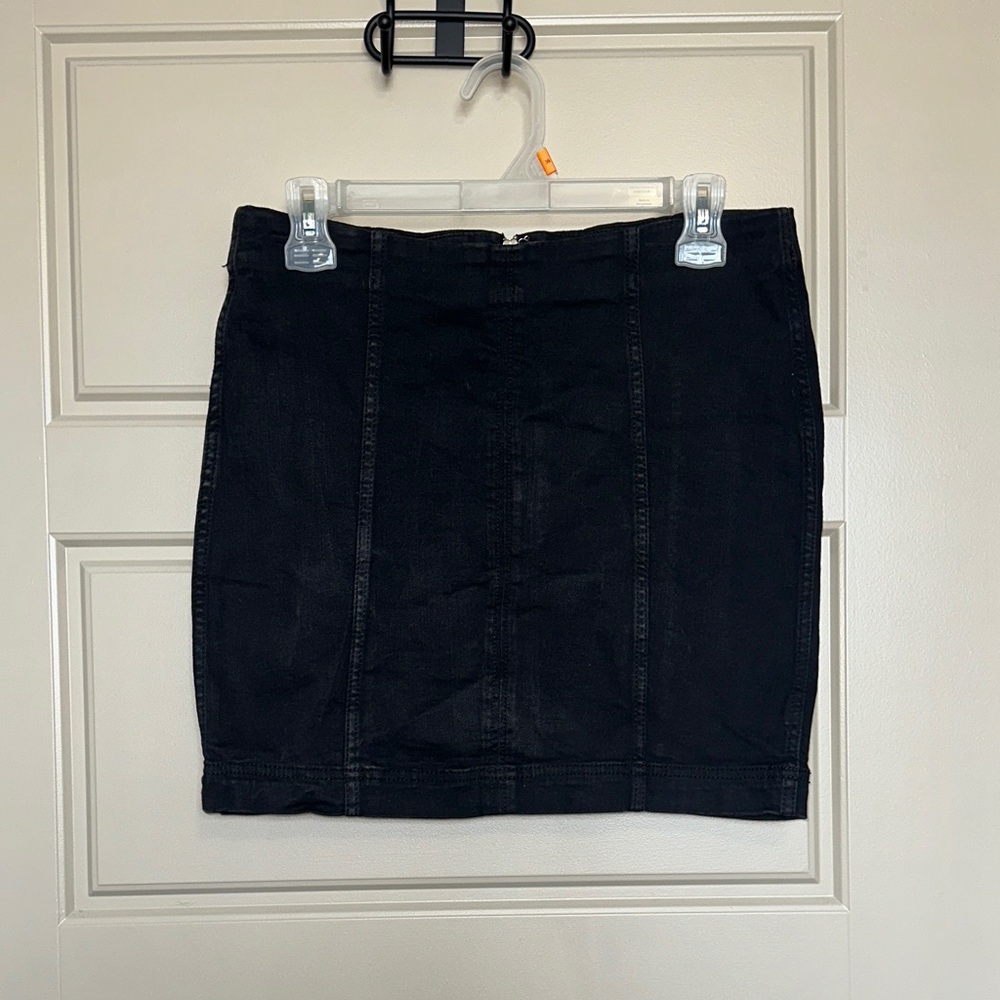 Free People Black Denim Mini Skirt